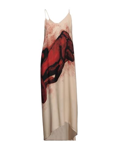 Isabel Benenato Woman Midi Dress Sand Size 4 Silk In Beige