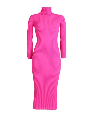 Pink Memories Woman Midi Dress Fuchsia Size 4 Wool