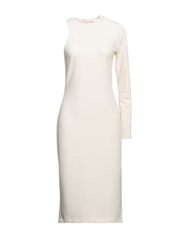 Merci .., Woman Midi Dress Cream Size 8 Polyester, Elastane In White