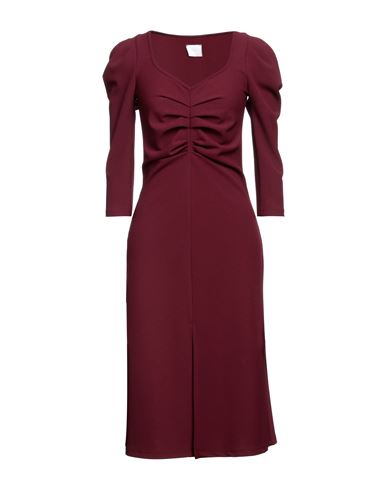 Merci .., Woman Midi Dress Burgundy Size 4 Polyester, Elastane In Red