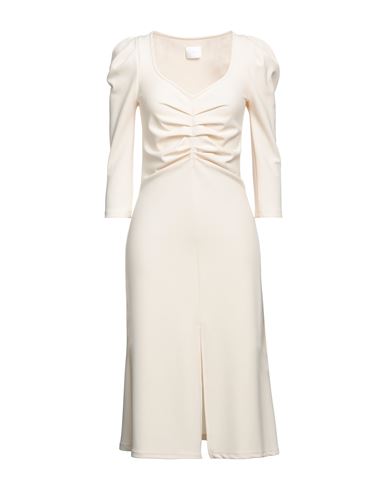Merci .., Woman Midi Dress Beige Size 2 Polyester, Elastane