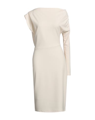 Merci .., Woman Midi Dress Cream Size 6 Polyester, Elastane In White