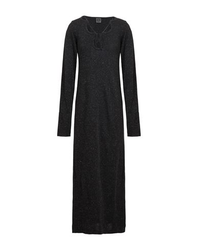 8 By Yoox V-neck Ribbed Long Dress Woman Midi Dress Black Size Xl Viscose
