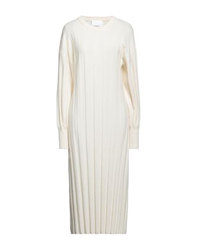 Shop Erika Cavallini Woman Midi Dress Cream Size M Virgin Wool, Cashmere In White