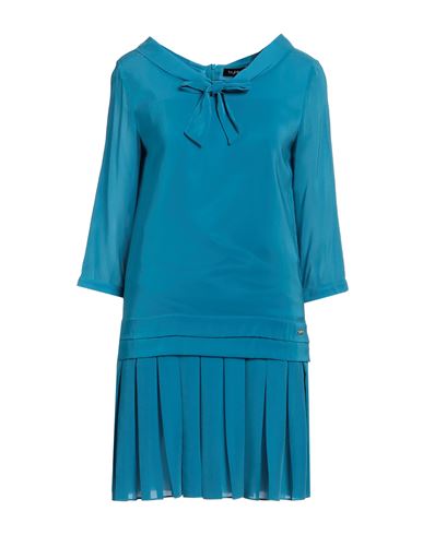 Byblos Woman Mini Dress Azure Size 4 Viscose, Silk, Elastane In Blue