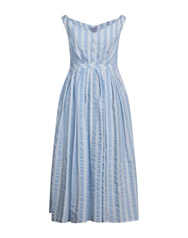Thierry Colson Woman Midi Dress Light Blue Size L Cotton