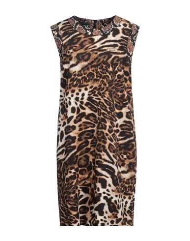 Boutique Moschino Woman Mini Dress Sand Size 10 Polyester, Elastane In Animal Print