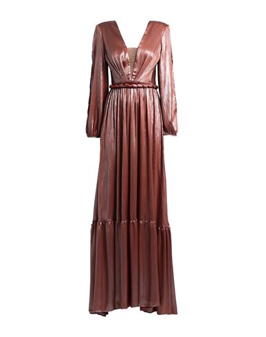 Mischalis Atelier Woman Long Dress Brown Size 8 Polyester