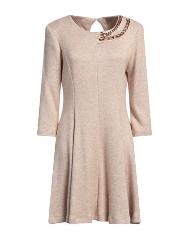 Rinascimento Woman Mini Dress Beige Size Xl Viscose, Polyester, Polyamide