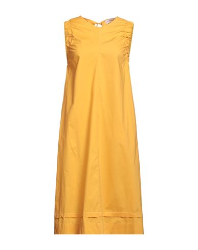 Skills & Genes Woman Midi Dress Ocher Size 4 Cotton In Yellow