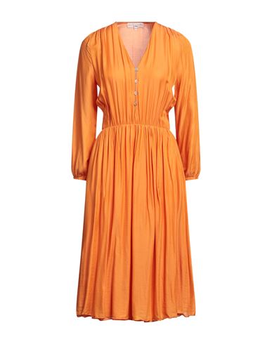 Skills & Genes Woman Midi Dress Orange Size 4 Viscose, Silk