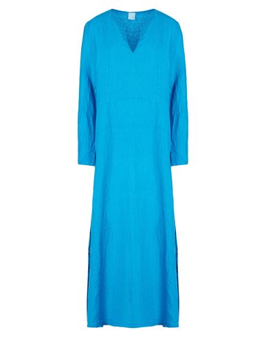 Linen V-neck Maxi Dress Woman Maxi dress Azure Size 8 Linen