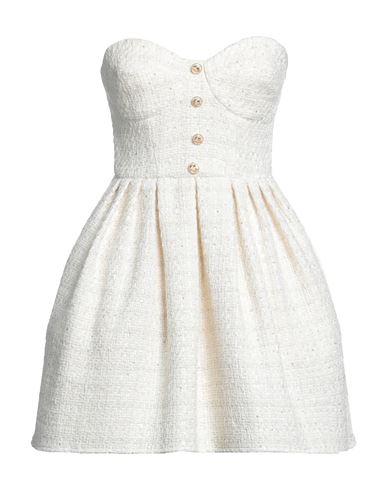 Elisabetta Franchi Woman Mini Dress Ivory Size 4 Cotton, Acrylic, Polyester, Textile Fibers, Metal