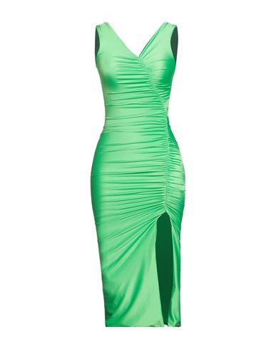 Valeria Mazza Woman Midi Dress Acid Green Size 8 Polyester, Elastane