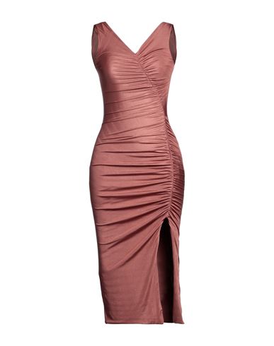Valeria Mazza Woman Midi Dress Rust Size 4 Polyester, Elastane In Red