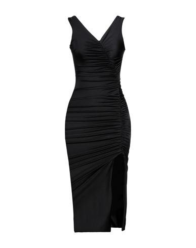 Valeria Mazza Woman Midi Dress Black Size 4 Polyester, Elastane