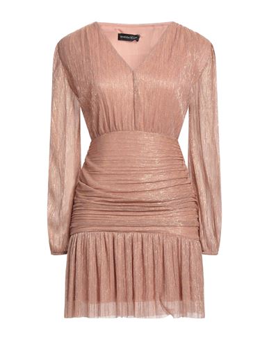 Vanessa Scott Woman Mini Dress Rose Gold Size M/l Polyester, Lurex