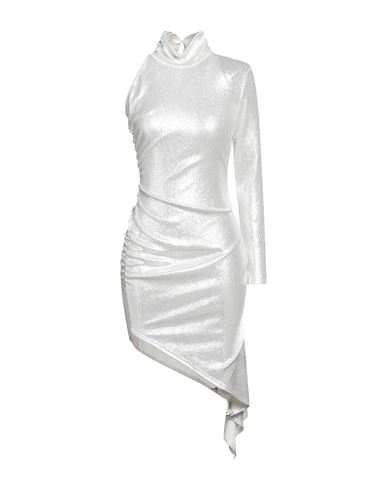 Vanessa Scott Woman Mini Dress Silver Size M Nylon, Metallic Fiber, Elastane