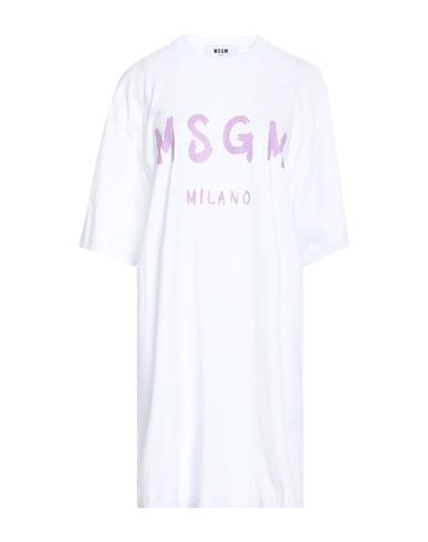 Msgm Woman Short Dress White Size M Cotton