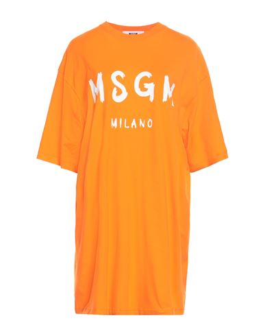 Msgm Woman Short Dress Orange Size L Cotton