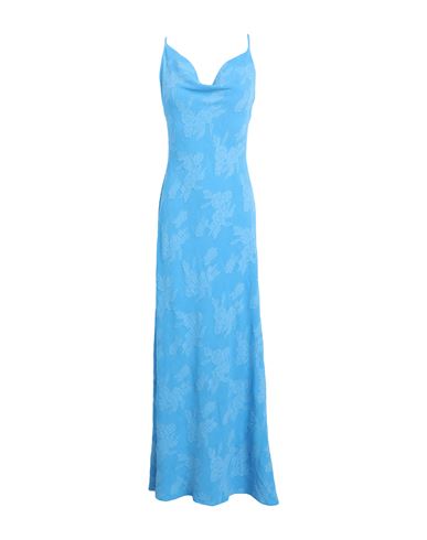 Topshop Woman Long Dress Azure Size 12 Polyester In Blue