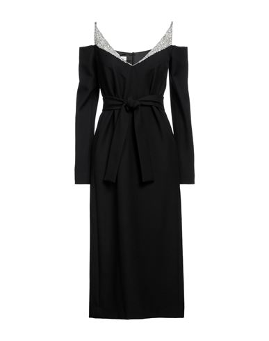 Shop Dries Van Noten Woman Midi Dress Black Size 6 Wool, Silk