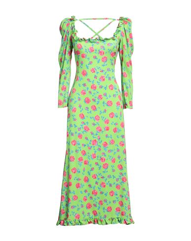 Miu Miu Woman Maxi Dress Acid Green Size 6 Silk, Elastane