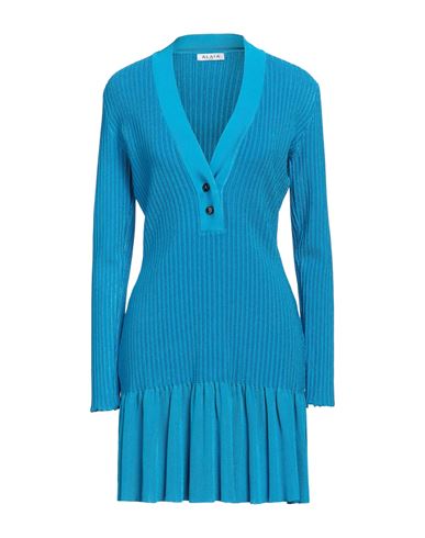 Alaïa Woman Mini Dress Azure Size 10 Viscose, Polyamide, Elastane In Blue