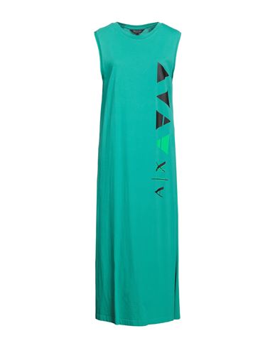 Armani Exchange Woman Midi Dress Emerald Green Size L Cotton