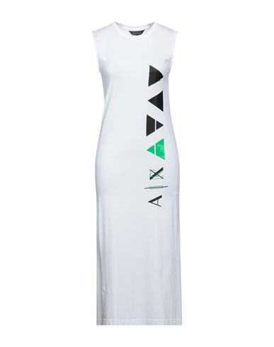 Armani Exchange Woman Midi Dress White Size L Cotton