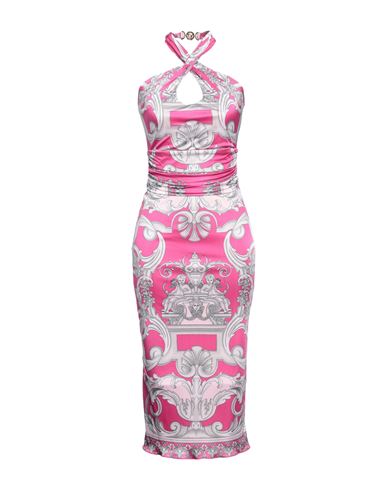 Versace Woman Midi Dress Fuchsia Size 8 Viscose In Pink