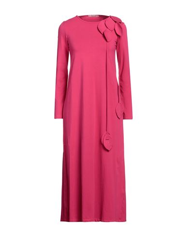 Rose A Pois Rosé A Pois Woman Midi Dress Fuchsia Size 6 Cotton, Elastane In Pink