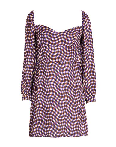8 By Yoox Printed L/sleeve Mini Dress Woman Mini Dress Brown Size 12 Viscose