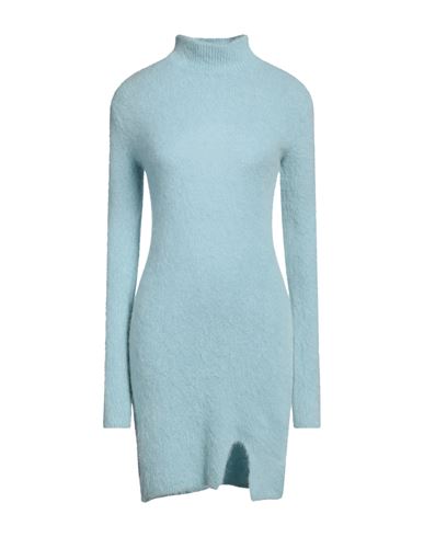 Shop Vicolo Woman Mini Dress Sky Blue Size Onesize Alpaca Wool, Polyamide, Virgin Wool, Elastane