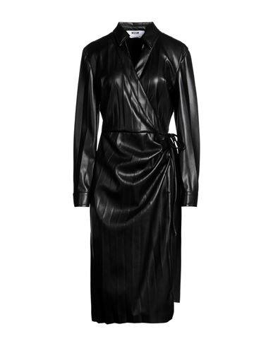 Msgm Woman Midi Dress Black Size 8 Polyester