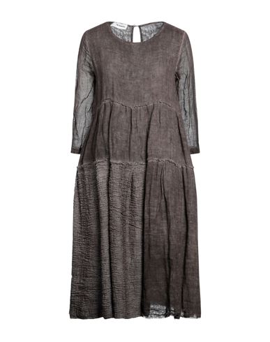 Un-namable Woman Midi Dress Dark Brown Size 6 Linen, Cotton, Viscose