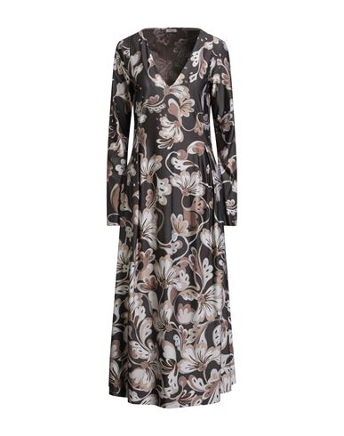 Maliparmi Malìparmi Woman Midi Dress Lead Size 4 Polyester, Elastane In Brown