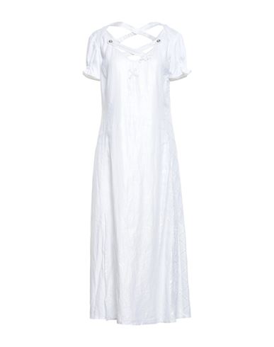 Elisa Cavaletti By Daniela Dallavalle Woman Midi Dress White Size 10 Linen, Viscose, Elastane