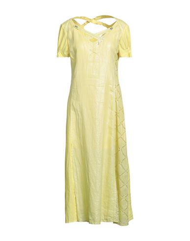 Elisa Cavaletti By Daniela Dallavalle Woman Midi Dress Yellow Size 8 Linen, Viscose, Elastane