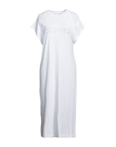 Iceberg Woman Midi Dress White Size 8 Cotton In White