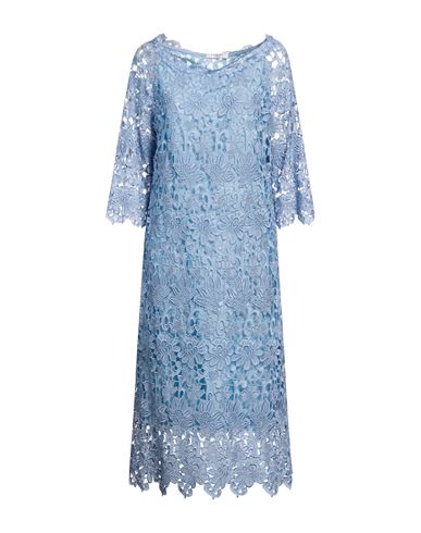Charlott Woman Midi Dress Pastel Blue Size 12 Viscose In Blue