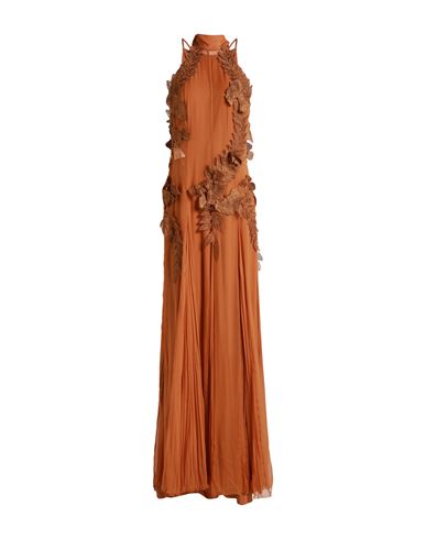 Shop Alberta Ferretti Woman Maxi Dress Rust Size 6 Silk In Red