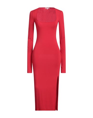 PATRIZIA PEPE PATRIZIA PEPE WOMAN MIDI DRESS RED SIZE 0 VISCOSE, ELASTANE, GLASS 
