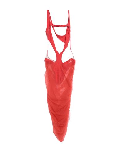 Shop Mugler Woman Midi Dress Red Size 8 Viscose, Elastane, Cotton, Polyamide