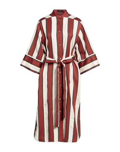 Joseph Woman Midi Dress Brown Size 8 Cotton, Linen, Silk