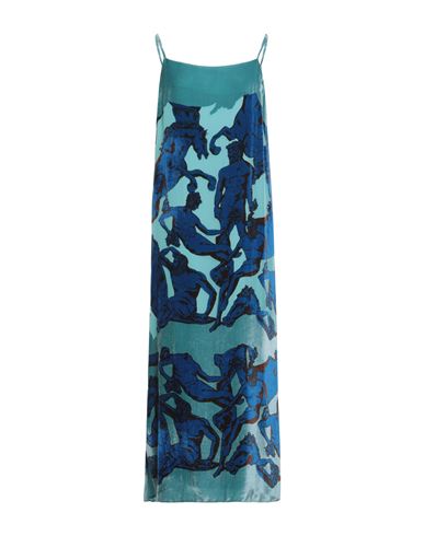 Ferragamo Woman Maxi Dress Blue Size 6 Viscose, Silk