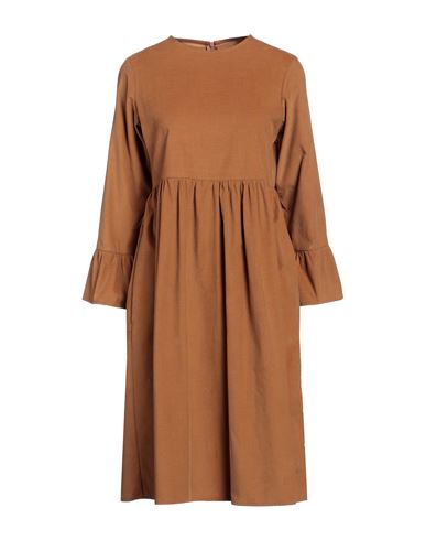 Shirtaporter Woman Midi Dress Camel Size 10 Cotton In Beige