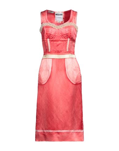 Moschino Woman Midi Dress Coral Size 8 Linen, Viscose In Red