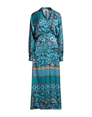 Kaos Woman Maxi Dress Turquoise Size M Textile Fibers In Blue