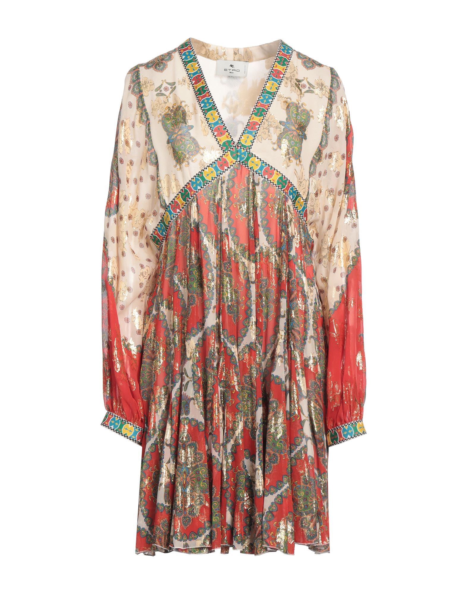 《セール開催中》ETRO レディース ミニ丈ドレス ベージュ 40 シルク 100% / 金属繊維 / ポリエステル